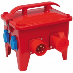 Teisaldatav kilp 16A 400V rikkev. IP44 CEE 32A pistik - CEE 2 x 16A pesa + 1 x 32A pesa + 4 x schuko pesa