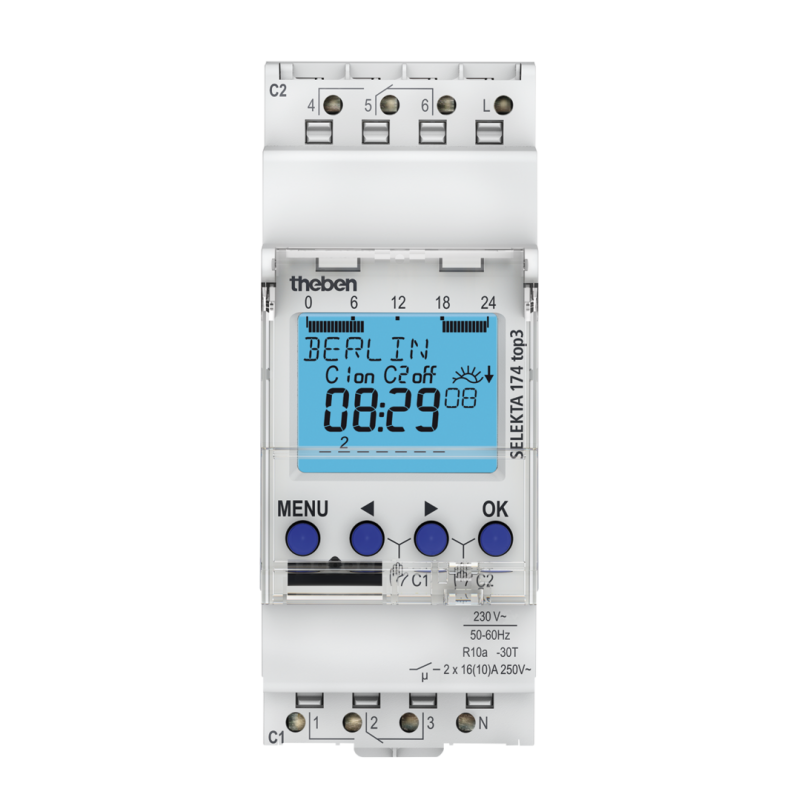 SEL 174 top3 2-channels Astronomical time switch with weekly program