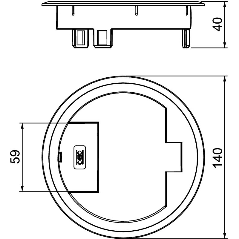 GES R2 7011, põrandakarbi pöördkaas väljaviiguga RAL7011