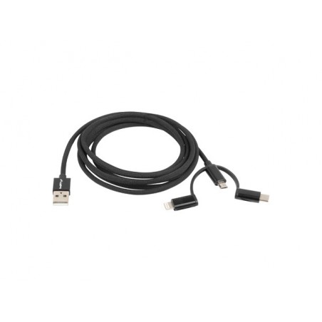 USB-A USB-MICRO+lightning+C kaabel 2.0 1m must