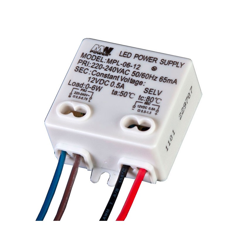 MPL-06-12LC toiteplokk 12V DC 0,5A 6W