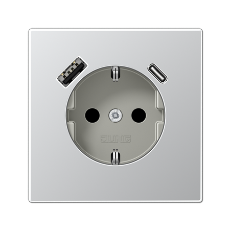 LS990 SCHUKO® socket with USB A+C charger Aluminium