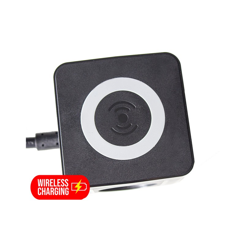 Pikendusjuhe kuubik 2xschuko + 3xUSB-A 2,4A + juhtmevaba laadimine 5W 3x1,5mm2 2m