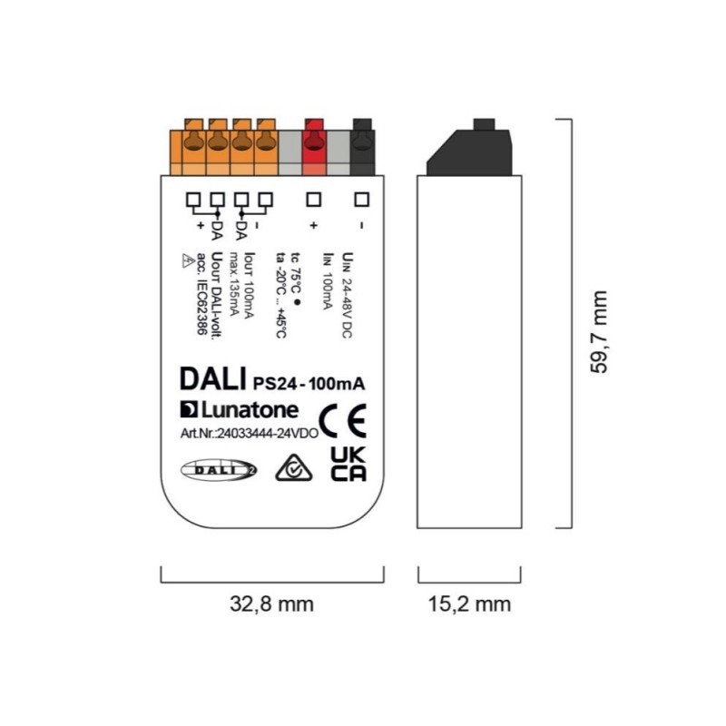 DALI PS24 100mA toiteplokk 24V DC toitega