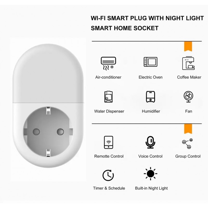 Öölamp WIFI pistikupesaga 16A Sign