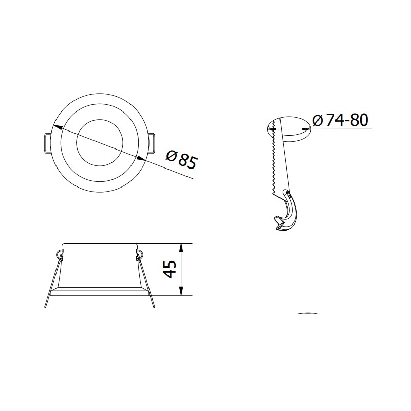 ELVA IP54 Ø74/85mm WHITE