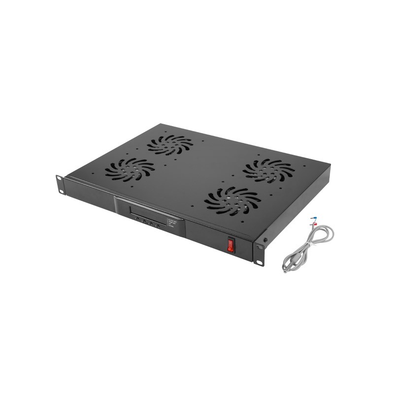 Vent. paneel 19" 4 ventilaatoriga termostaadiga