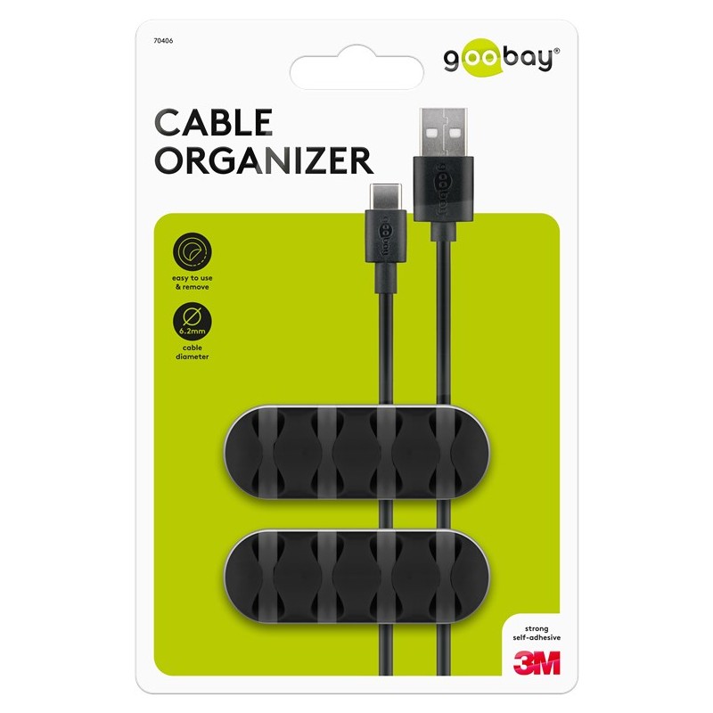 Kaablite organiseerija kahepoolse teibiga 4 kaablile 2tk