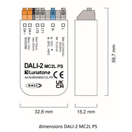 DALI2 MC2L control module back-box with PS 50mA