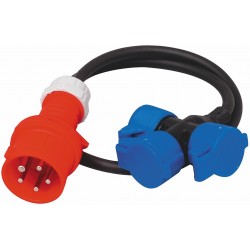 Jätkujuhe 16A 5P pistik - 3 x schuko pesa IP44