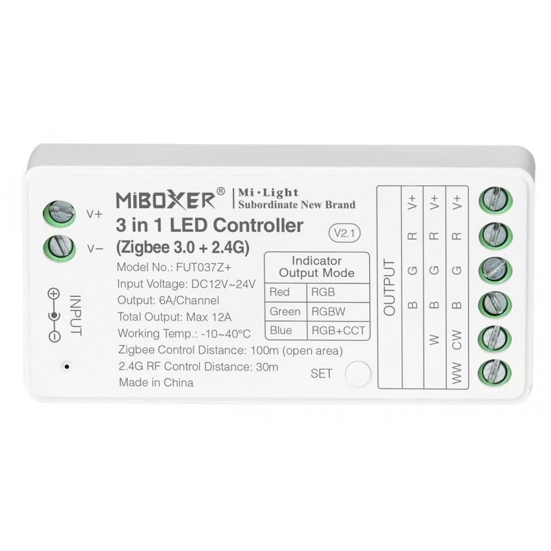 FUT037Z+ Zigbee Led riba dimmer 12-24V 12A RGB/RGBW/RGB+CCT