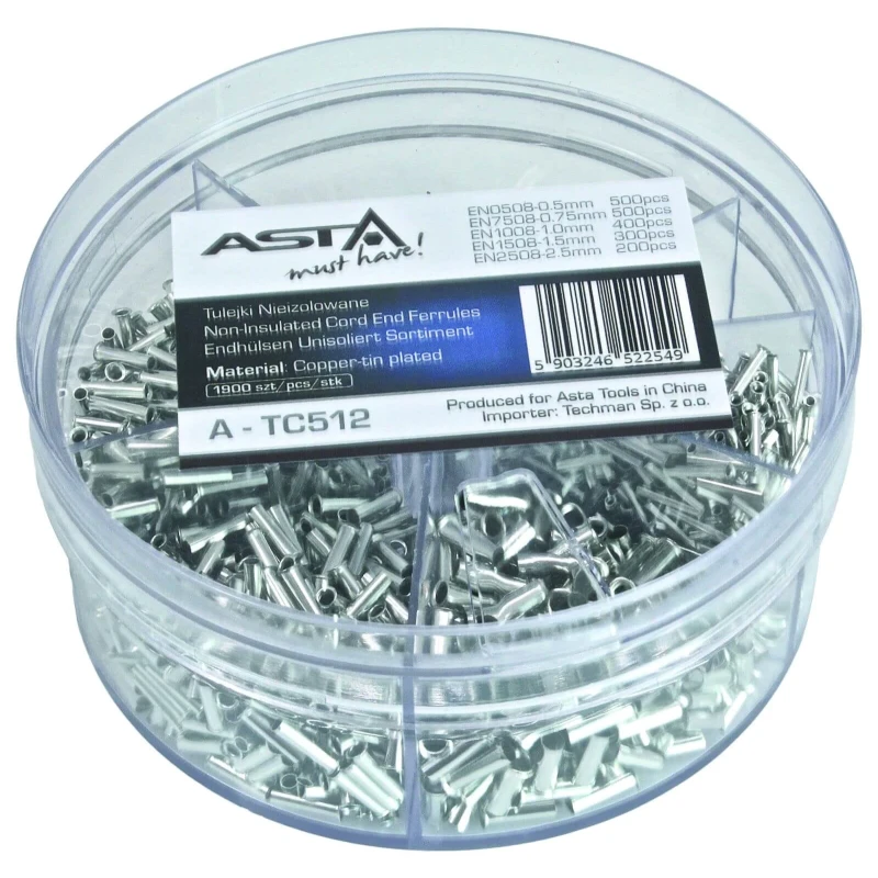 Otsahülsside komplekt isoleerimata 0,5-2,5mm2 1900 osa ASTA