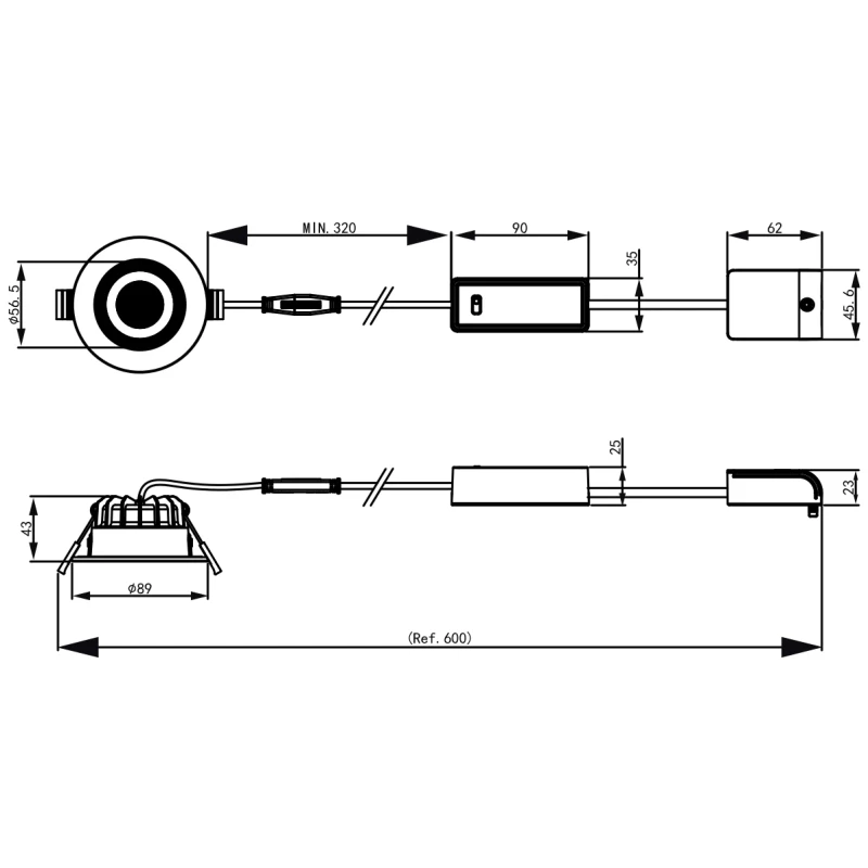 RS071B Led 6W 550lm IP65/IP20 Ø68/89mm dim