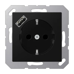 A1520-18ASWM A Series Outlet + USB A Matt Graphite Black