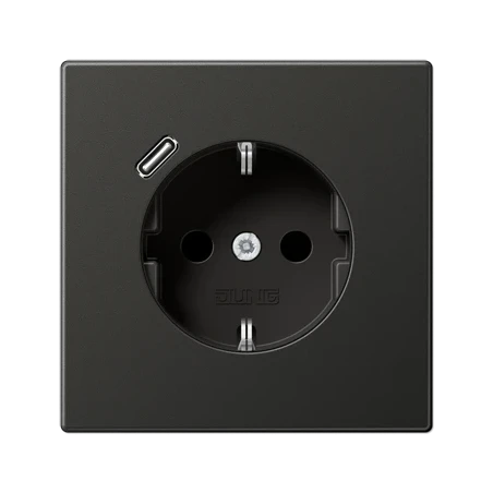 LS990 SCHUKO® socket with USB C charger Anthracite