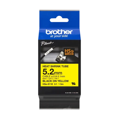 Brother termok. lint HSE-611E kollane lint must kiri 5,2mm