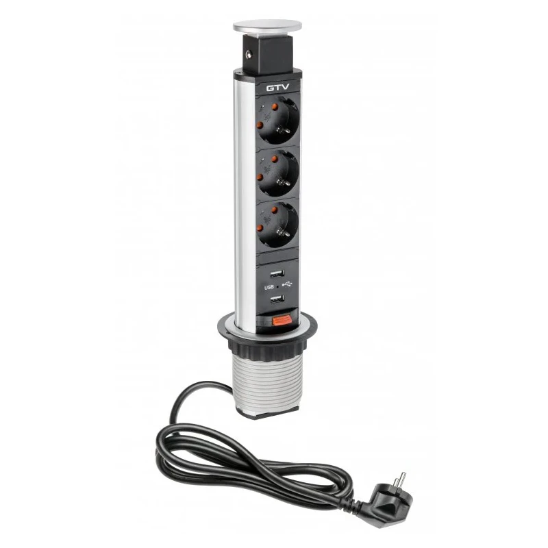 Süvistatav lauapost kitsas 3pesa+USB