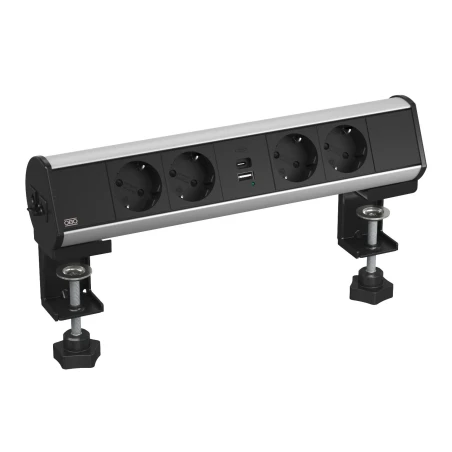 Deskbox with clamp 4 VDE sockets + USB Charger