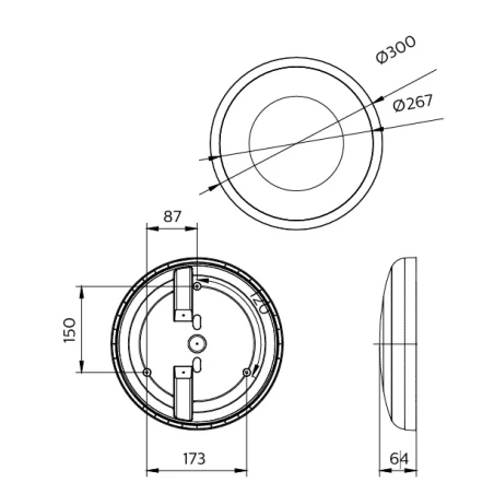WL070V G2 LED Plafoon IP65 Ø300mm 1800lm WL070V G2 LED Plafoon IP65 Ø300mm 1800lm