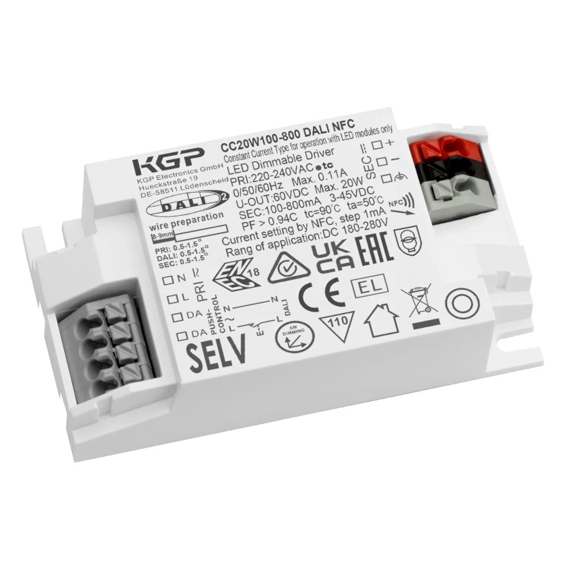 Led Driver 20W 100-800mA DALI2 dimm NFC