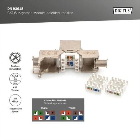 Arvutipesa cat6a varjega KEYSTONE RJ45 tööriistavaba