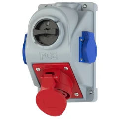 Combi seinapesa 5P 16A + 2x schuko lülitiga