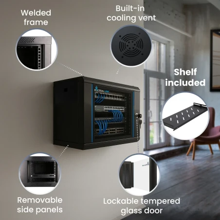 Seinakapp 19" 9U 530x400mm klaasuks must