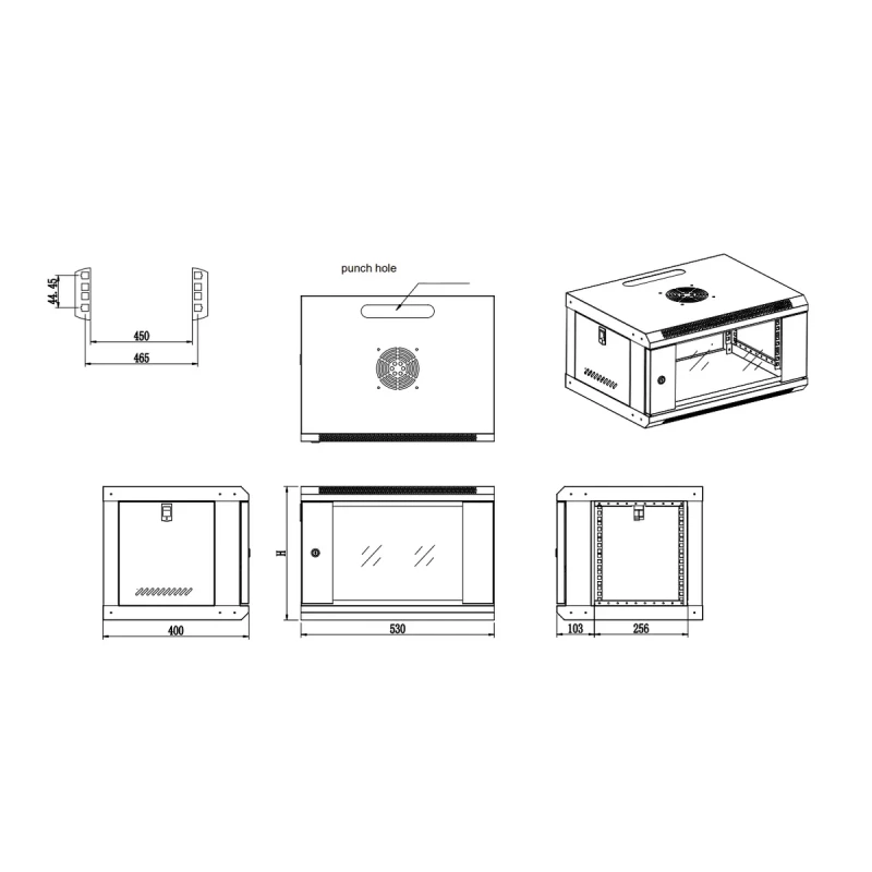 Seinakapp 19" 9U 530x400mm klaasuks must