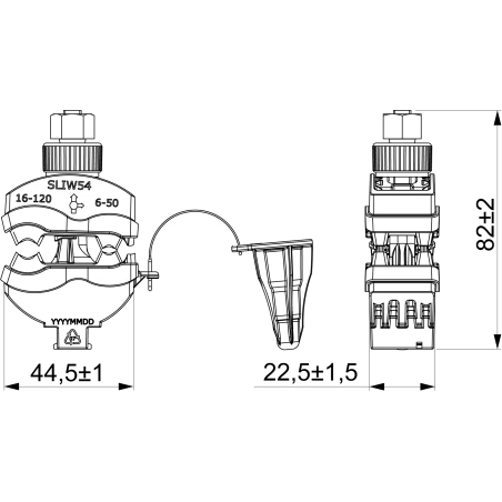 SLIW54 Hargnemisklemm AlCu 16–120 mm² /AlCu 6–50 mm²