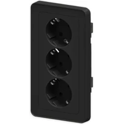 3-ne pistikupesa maandusega must adapterkarbile