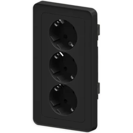 3-ne pistikupesa maandusega must adapterkarbile