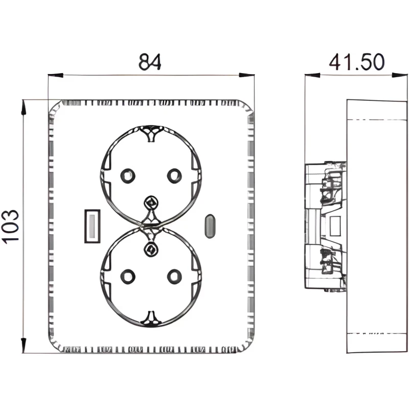 2-ne pistikupesa maandusega süvistatav + 1x USB A + 1x USB C