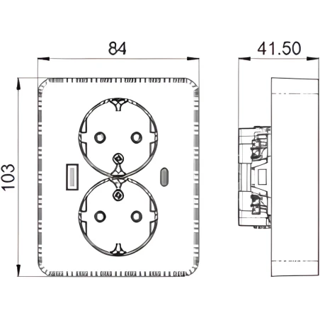 2-ne pistikupesa maandusega süvistatav + 1x USB A + 1x USB C