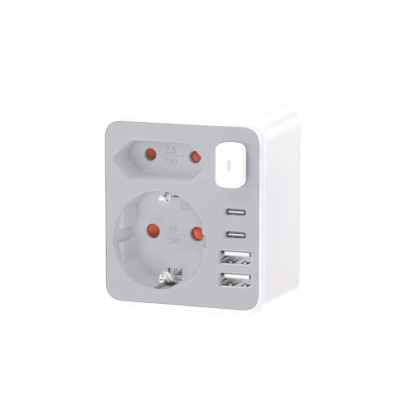 Jagamiskontakt/harupesa Technik 2x230V+2xUSB-C+2xUSB-A