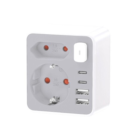 Jagamiskontakt/harupesa Technik 2x230V+2xUSB-C+2xUSB-A