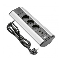 Nurgakinnitusega pikendusjuhe 3 pesa 1,5m  + 2xUSB laadimispesa 2,1A  16A