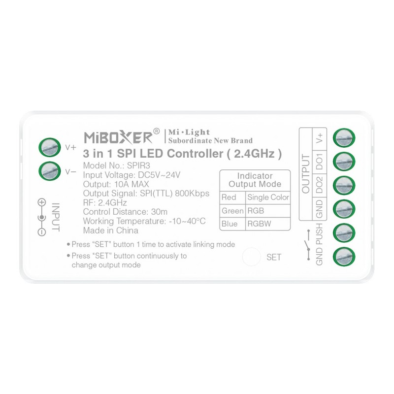 SPIR3 Led controller 5-24V 10A Single color / RGB / RGBW