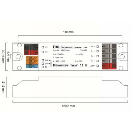 Dali DT8 RGBW LED Dimmer 16A 12-48V