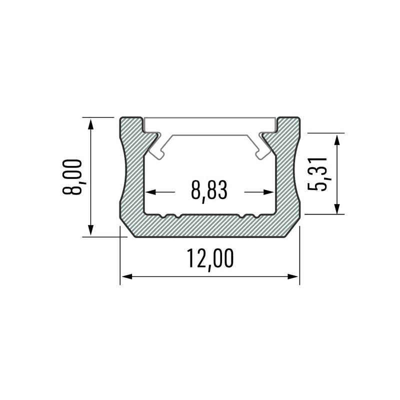 Profile X 12x8mm led profiil