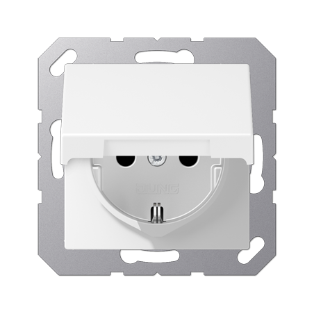 A Series  matt snow white SCHUKO® socket with hinged lid