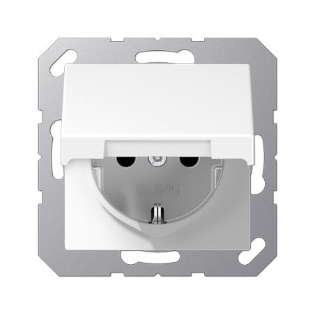 A Series  white SCHUKO® socket with hinged lid