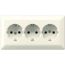 AS523 3-gang SCHUKO® socket ivory
