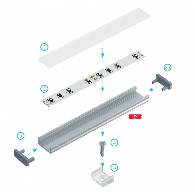 Profile D 16x6,3mm led profiil