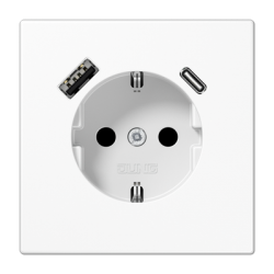 LS990 SCHUKO® socket with USB A+C charger white