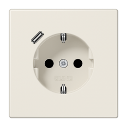 LS990 SCHUKO® socket with USB C charger ivory
