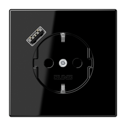 LS990 Schuko® pesa & USB A laadija must