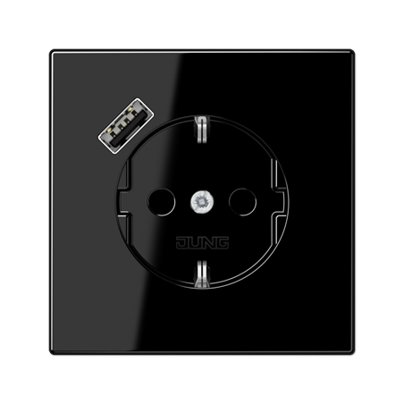 LS990 Schuko® pesa & USB A laadija must