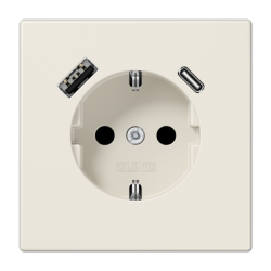 LS990 SCHUKO® socket with USB A+C charger ivory