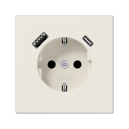 LS990 SCHUKO® socket with USB A+C charger ivory