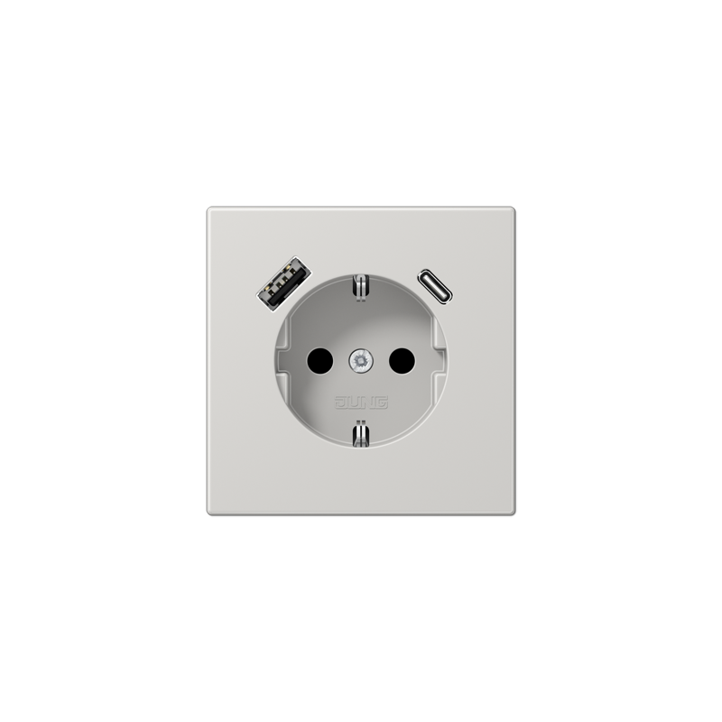 LS990 SCHUKO® socket with USB A+C charger lightgray